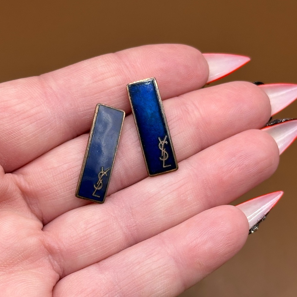 Vintage Blue YSL Zipper Pull Earrings by Erica Weiner Jewelry